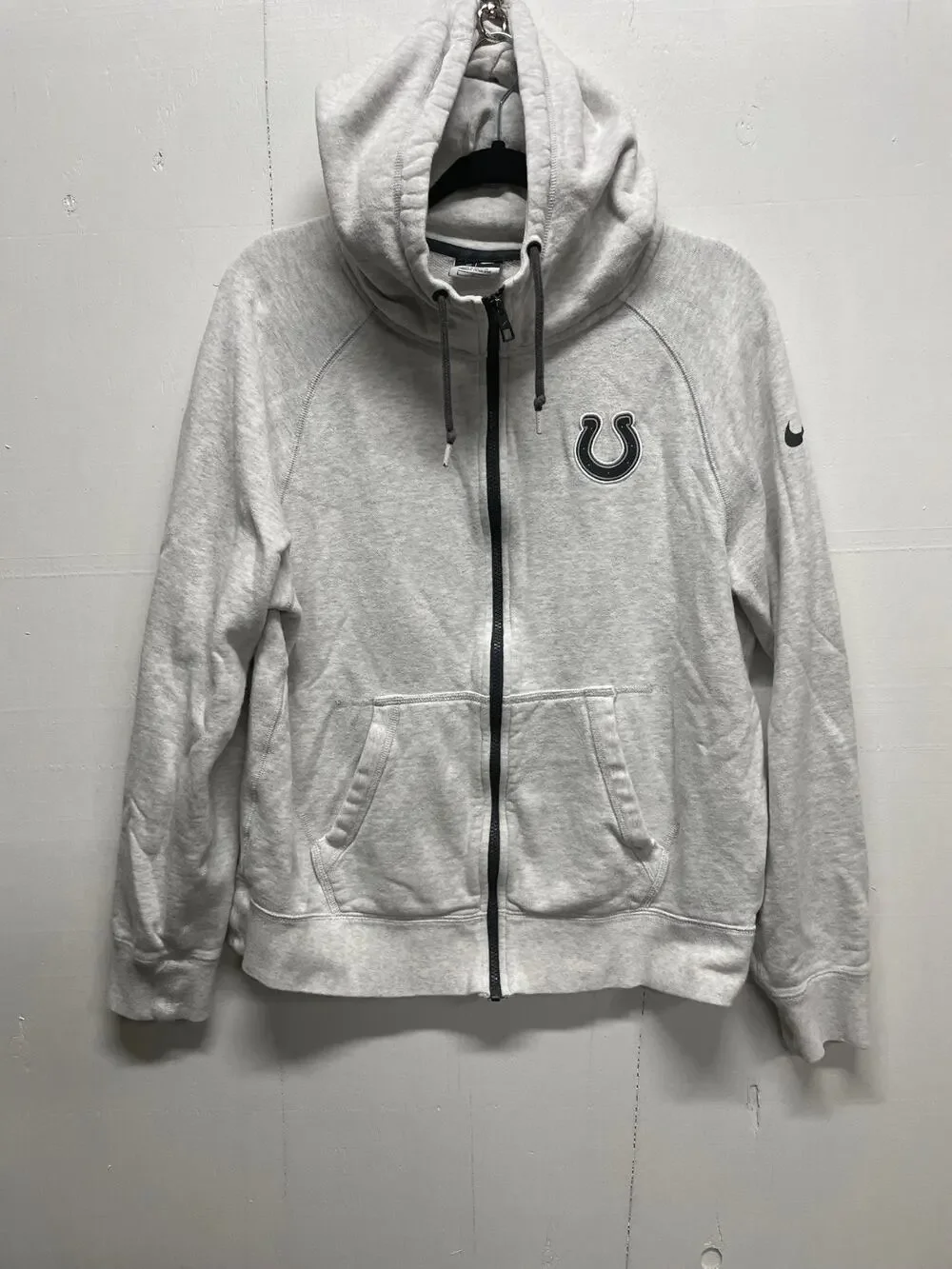 Nike Men's Zip Up Gray Colts Jacket Size Large - Logo in Black - Football
